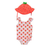 Σετ Ολόσωμο Μαγιώ με UV Καπέλο Strawberry