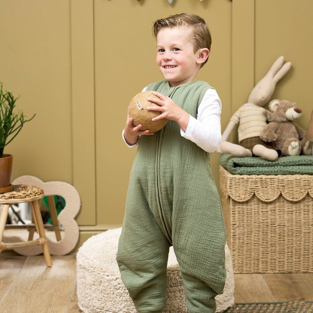 Meyco 100% Βαμβακερός Υπνόσακος 2.0 Tog με Ποδαράκια Muslin Olive Green (9 μηνών-5 ετών)