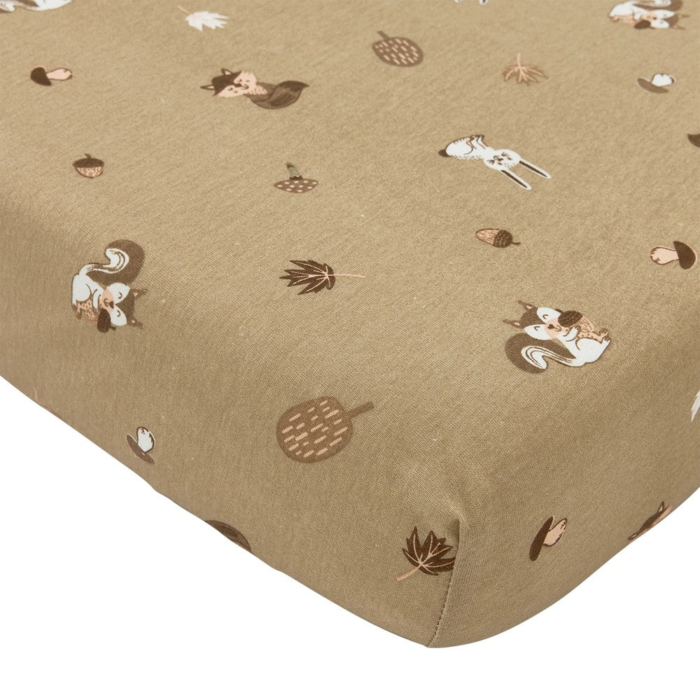 Meyco Σεντόνι με Λάστιχο Jersey Forest Animals Sand 70x140/150cm