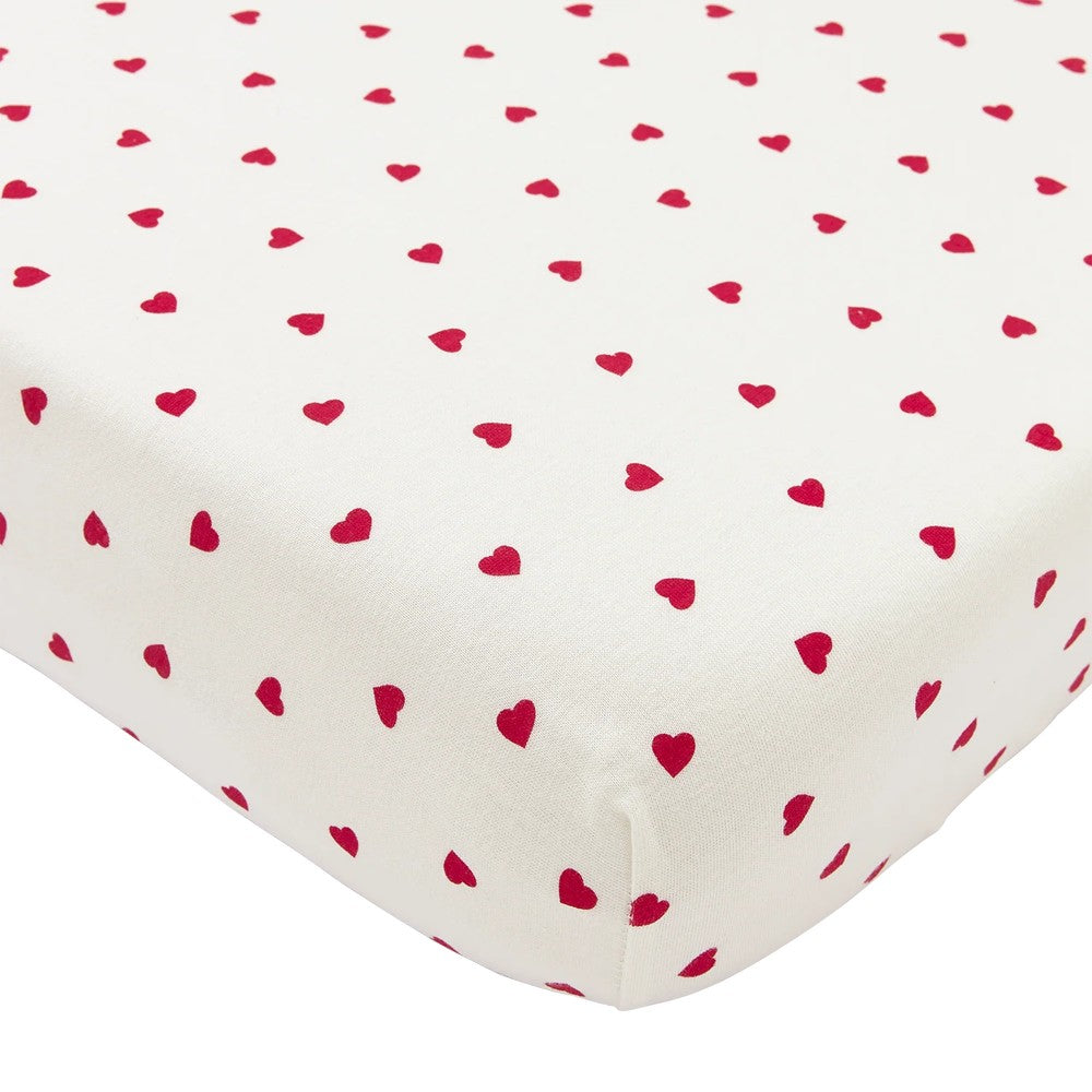 Meyco Σεντόνι με Λάστιχο Jersey Sweet Heart White/Red 70x140/150cm