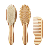 Meyco Βρεφικό Σετ Περιποίησης Μαλλιών Bamboo Stripe Natural/Walnut (3 τεμ.)