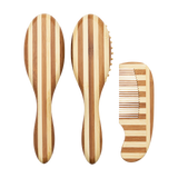 Meyco Βρεφικό Σετ Περιποίησης Μαλλιών Bamboo Stripe Natural/Walnut (3 τεμ.)