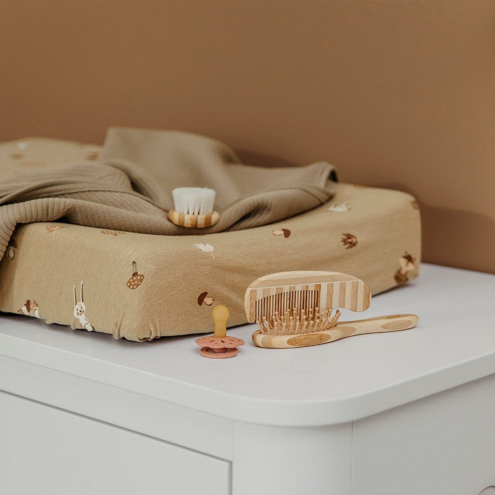 Meyco Βρεφικό Σετ Περιποίησης Μαλλιών Bamboo Stripe Natural/Walnut (3 τεμ.)