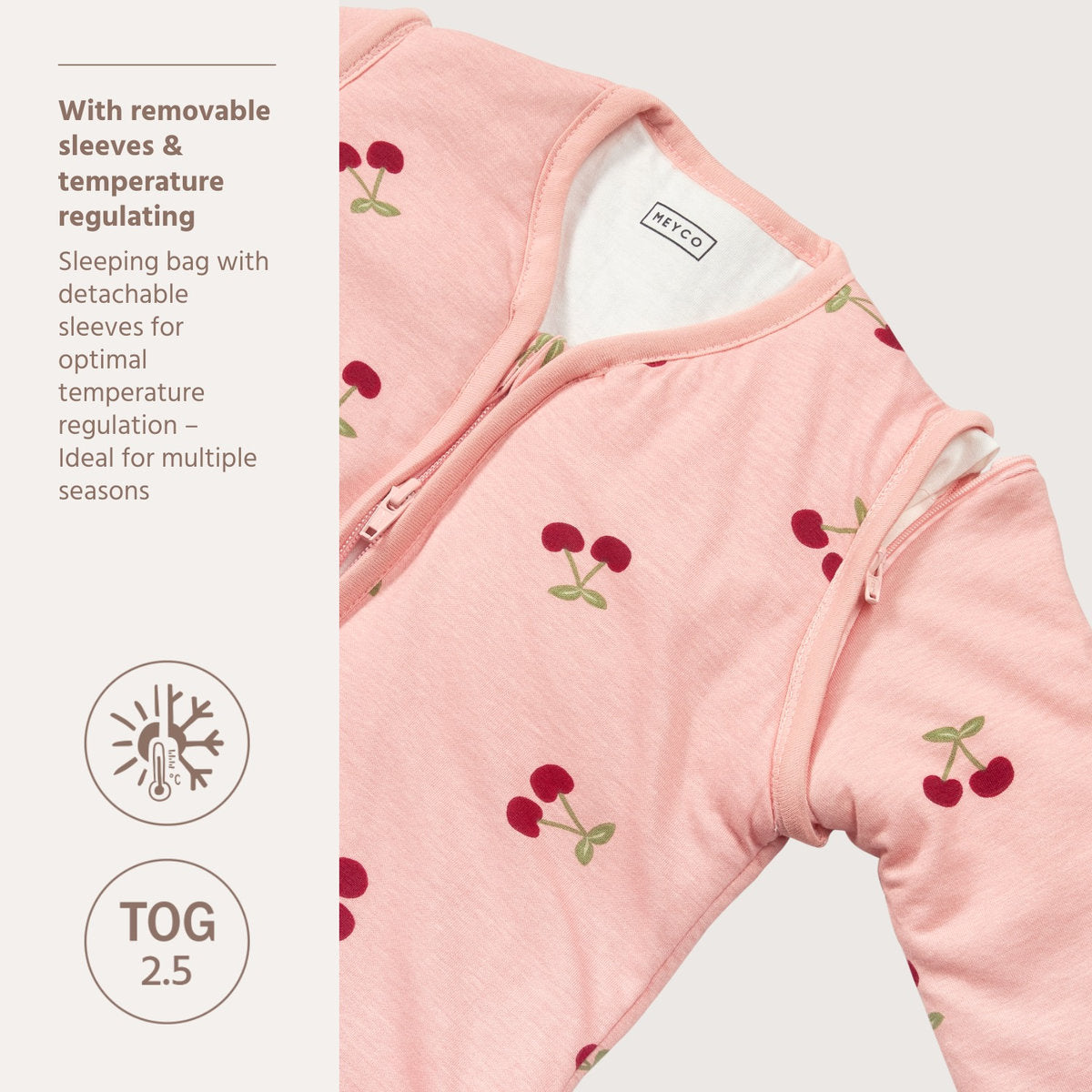 Meyco Υπνόσακος Cherry Soft Rose με αποσπώμενα μανίκια και ποδαράκια