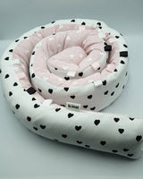 Minene Πολυχρηστικό Μαξιλάρι - Snuggly Snake Cotton Pink Hearts