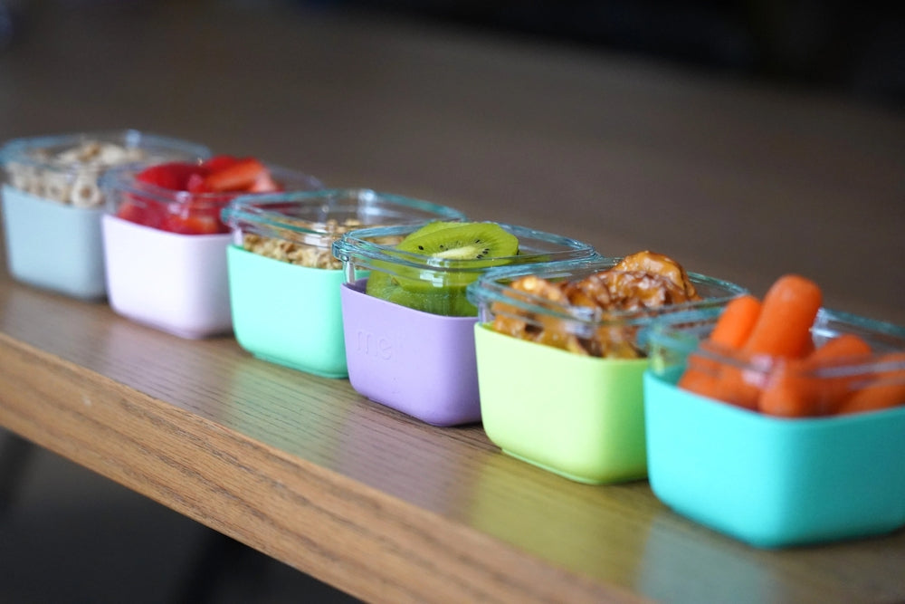 Melii - Glass Containers σε θήκες σιλικόνης (160ml set of 3) - mint,blue,lime