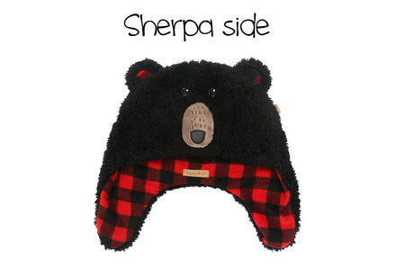 FlapJackKids Σκουφί 2-4 διπλής όψης Black Bear/Aviator