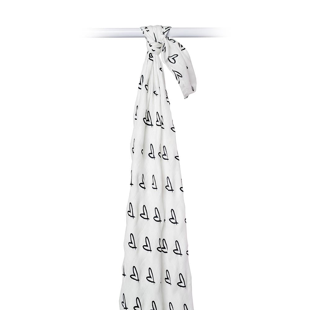 Lulujo Μουσελίνα Bamboo – Messy Heart Swaddling Blanket