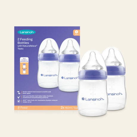 Lansinoh Σετ 2 τμχ. Μπιμπερό NaturalWave με Θηλή Αργής Ροής (160ml)