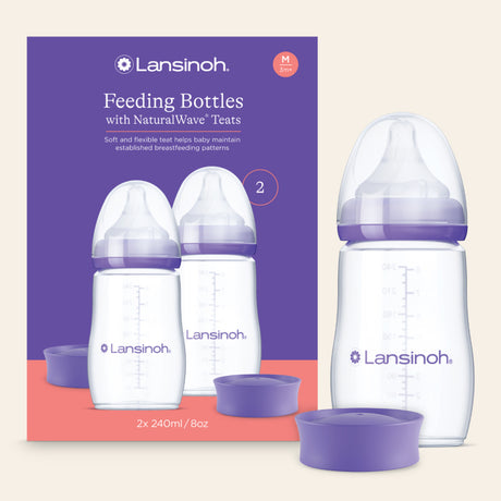 Lansinoh Σετ 2 τμχ. Μπιμπερό NaturalWave με Θηλή Μεσαίας Ροής (240ml)