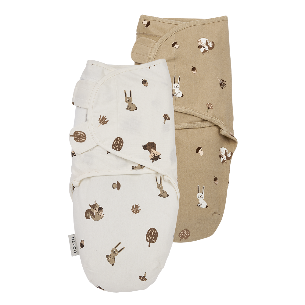 Meyco 2 Pack Swaddle Forest Animals Sand 0-3 μηνών