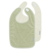 Meyco Σετ 2 Βαμβακερές Σαλιάρες Popcorn natural/soft olive με velcro