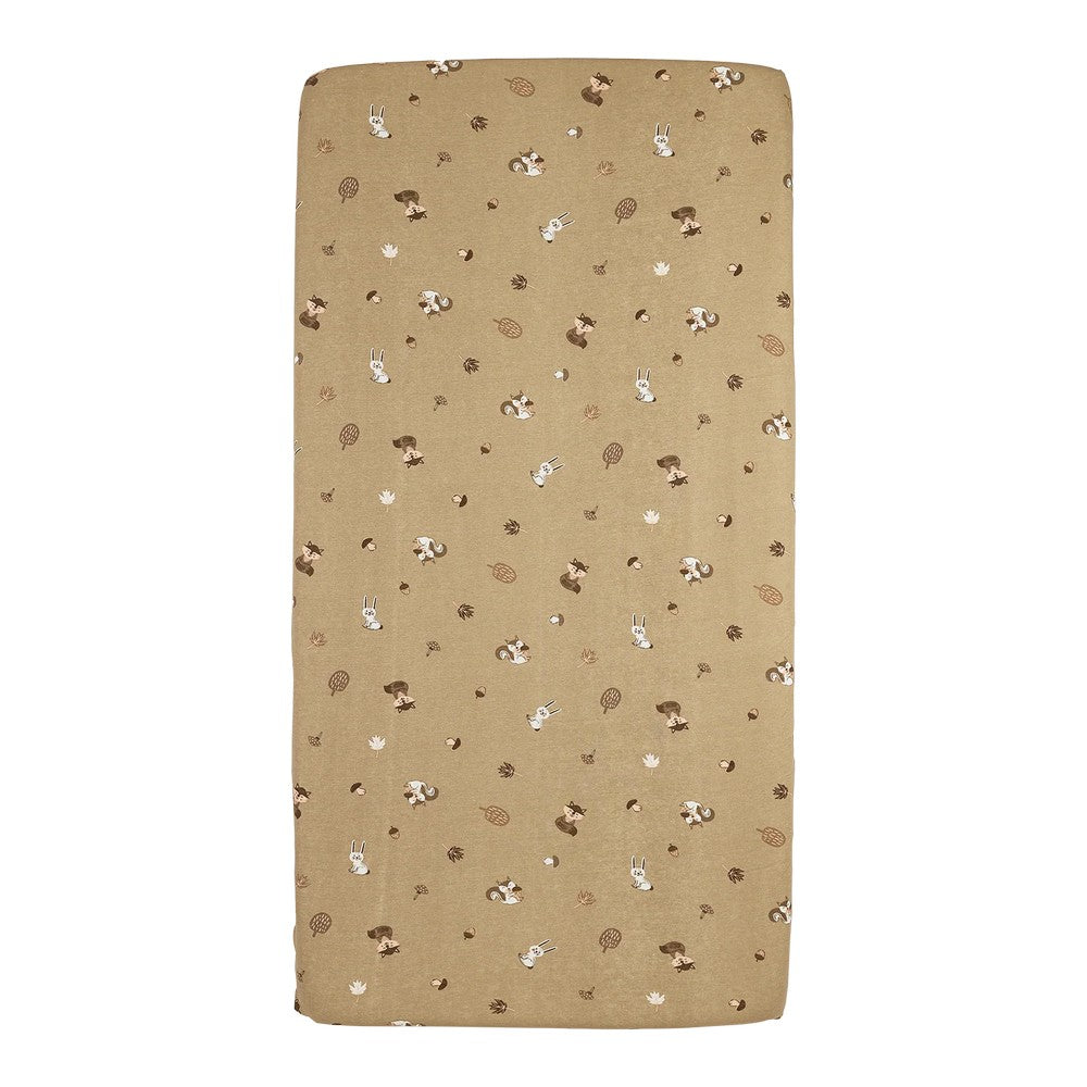 Meyco Σεντόνι με Λάστιχο Jersey Forest Animals Sand 70x140/150cm
