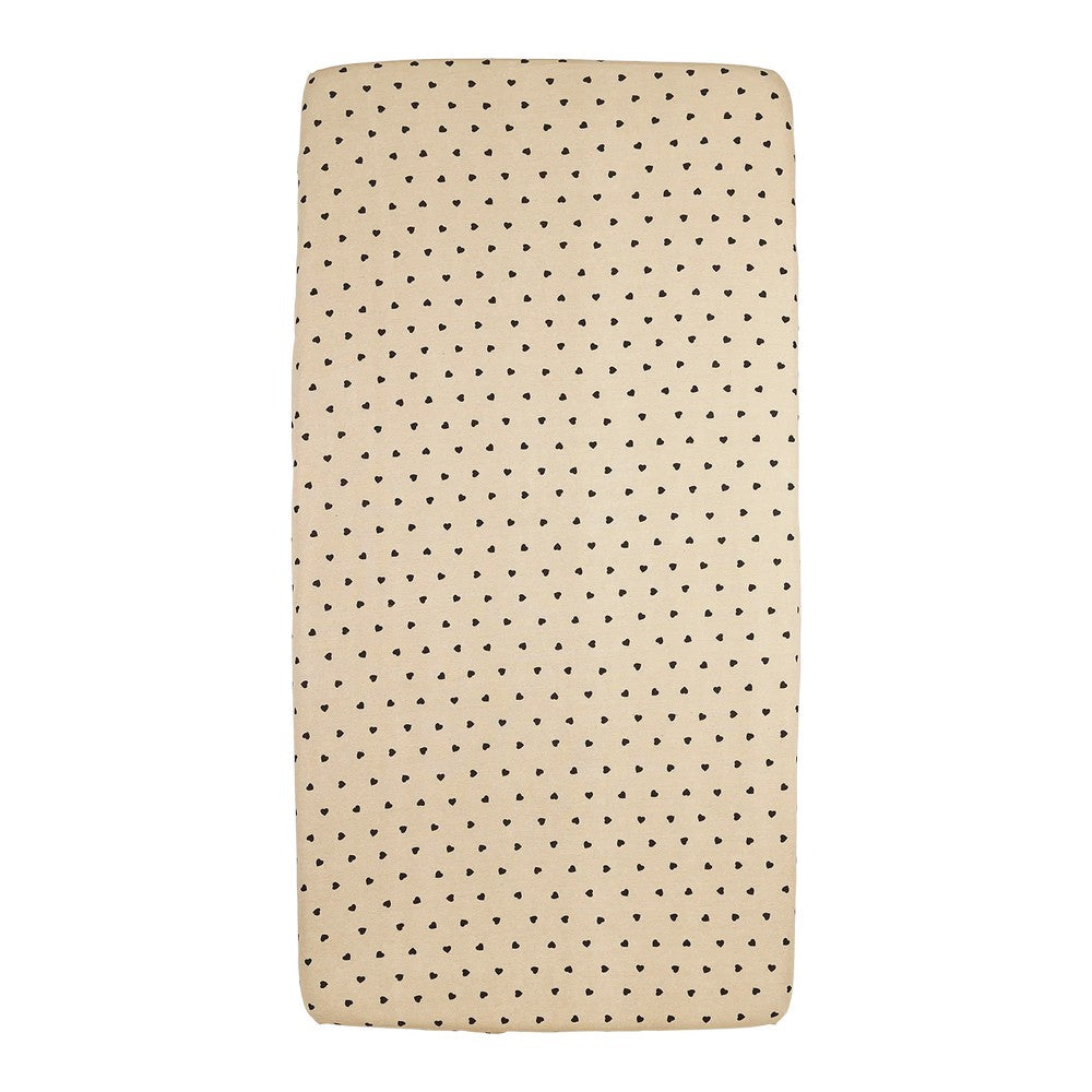 Meyco Σεντόνι με Λάστιχο Jersey Sweet Heart Soft Sand/Black 70x140/150cm