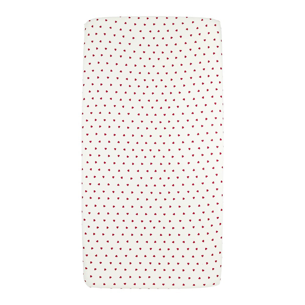 Meyco Σεντόνι με Λάστιχο Jersey Sweet Heart White/Red 70x140/150cm