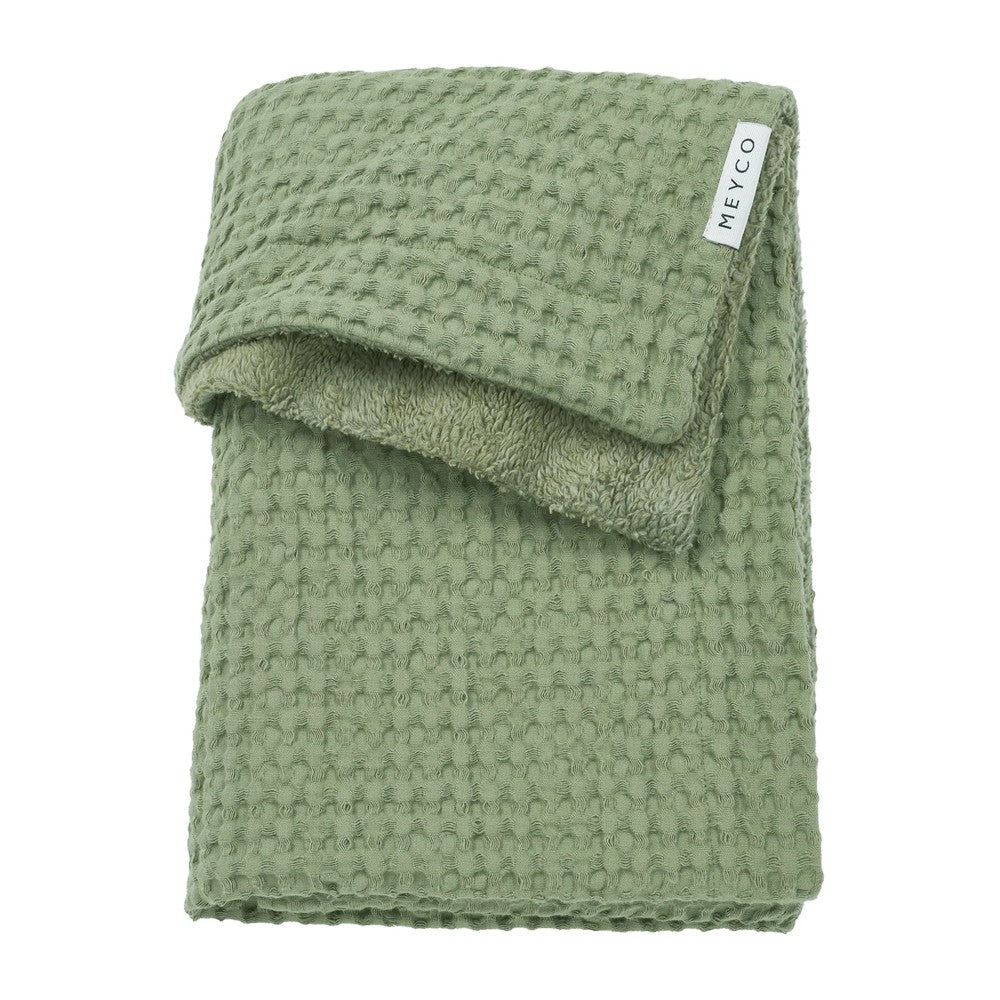 Meyco Κουβέρτα Waffle Teddy Olive Green 100x150cm