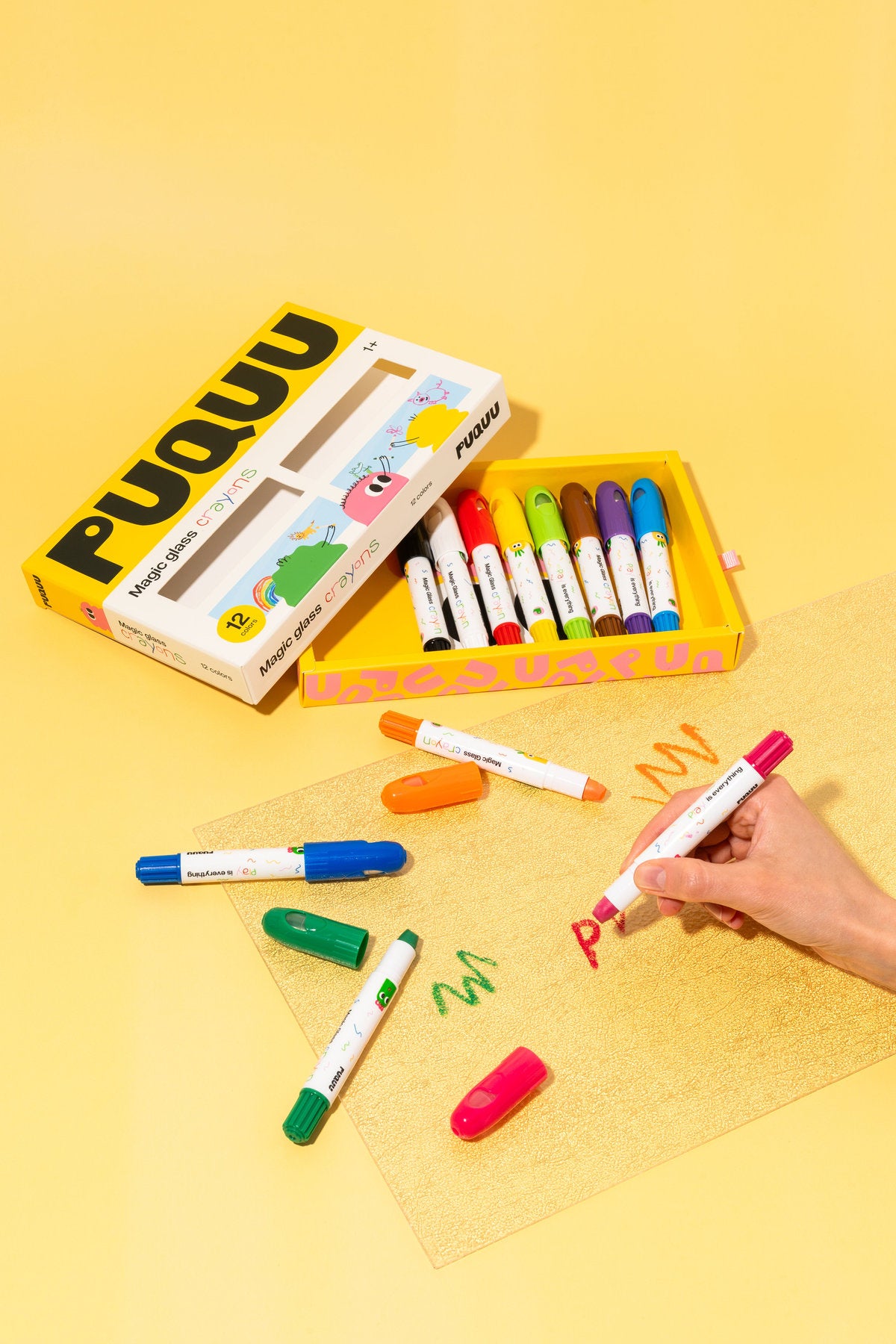 PUQUU Magic Glass Crayons 12 χρώματα (1+)