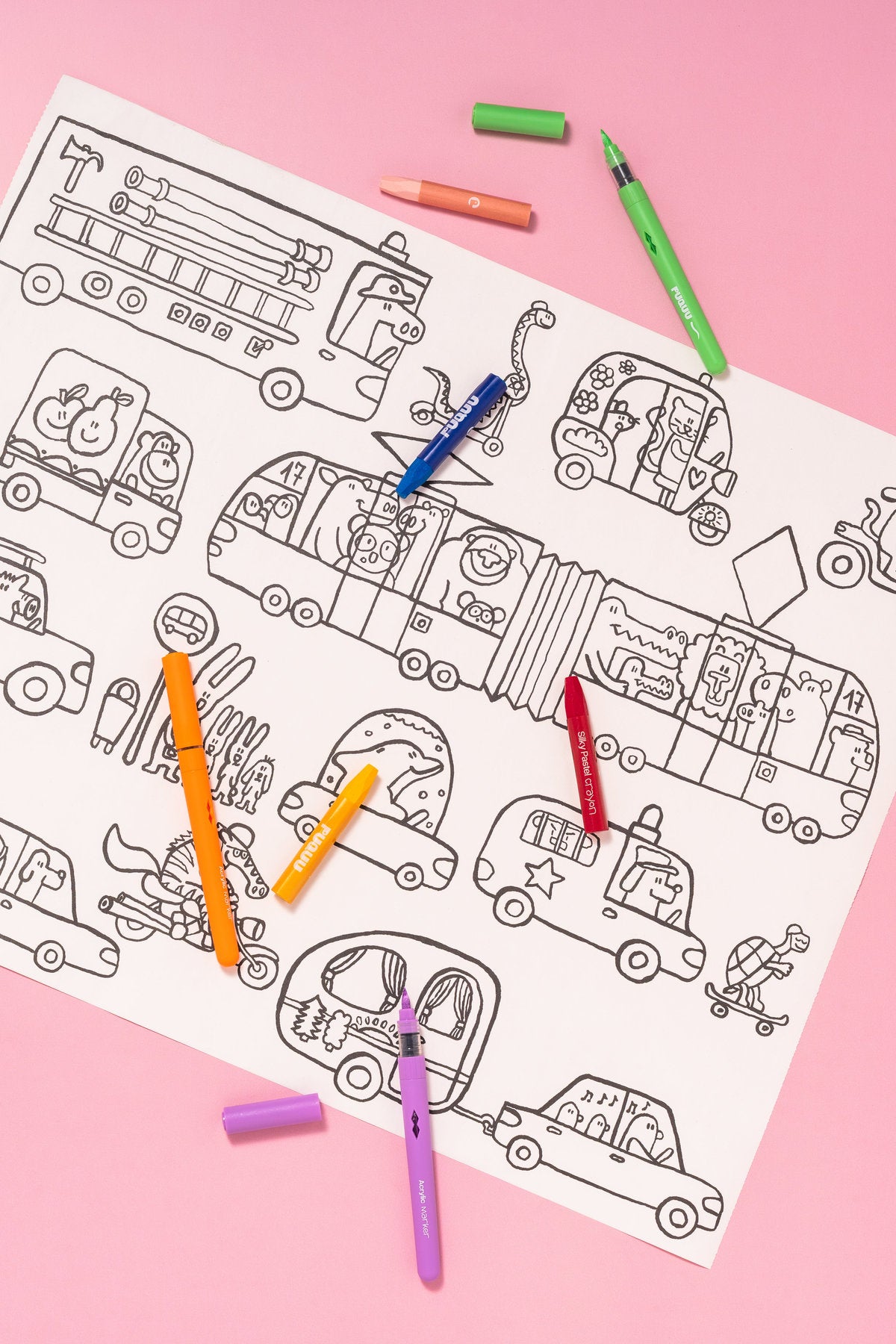 PUQUU Stick and Draw Roll - Vehicles