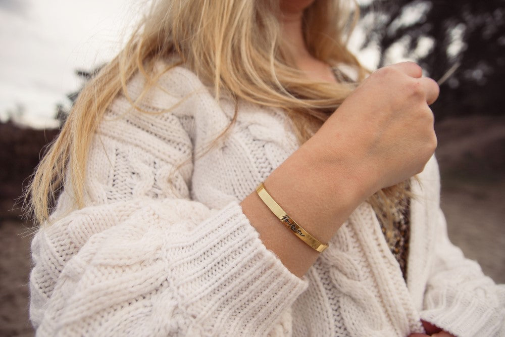 Proud Mama Βραχιόλι Χειροπέδα Love Rose Gold