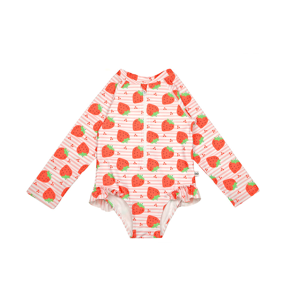 Zoocchini Ολόσωμο Μαγιώ με Μανίκια UV Strawberry