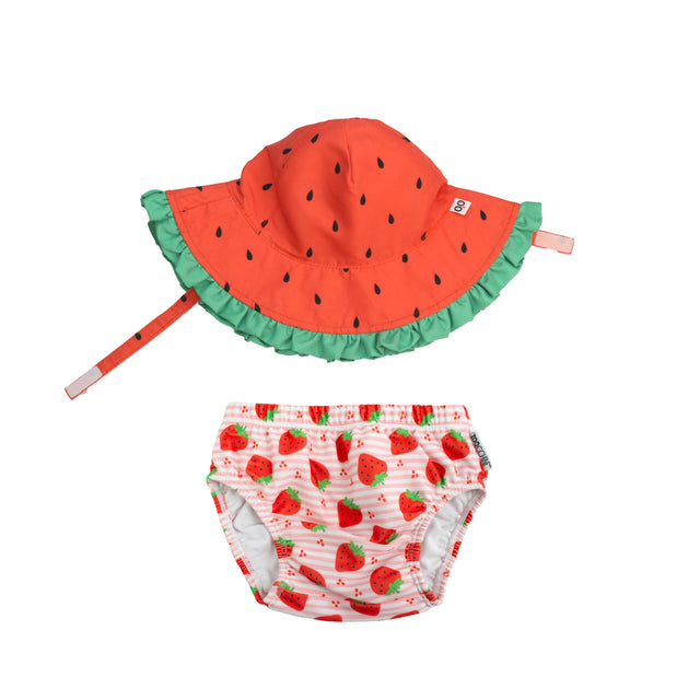 Σετ Μαγιό και Καπέλο UPF50+ Strawberry Delight