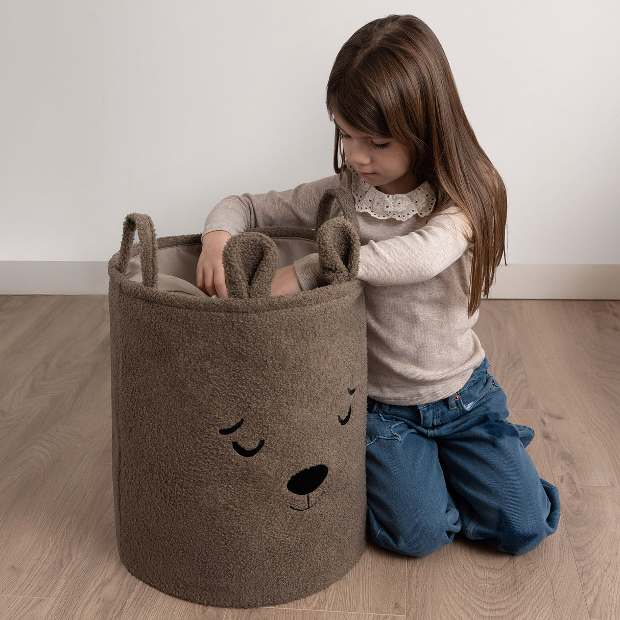 Sipo Πολυχρηστικό Καλάθι Premium Μπουκλέ Καφέ Αρκουδάκι 43L