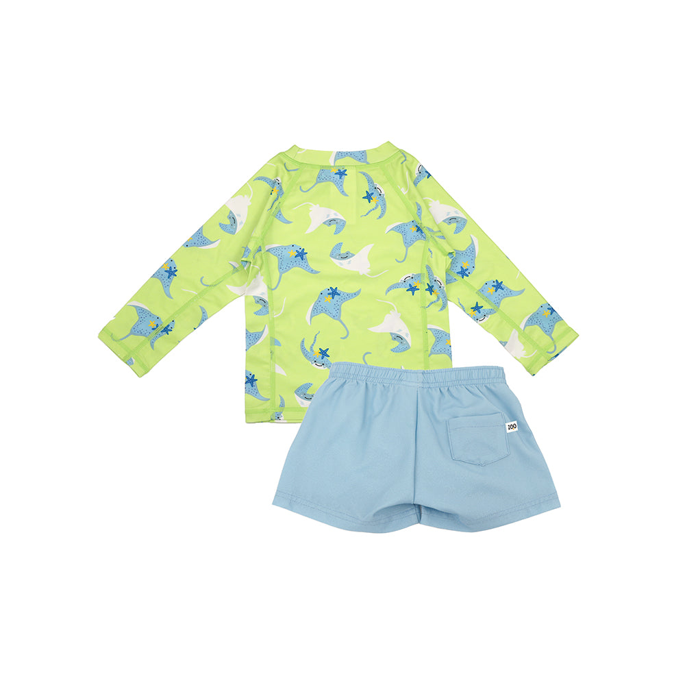 Zoocchini Σετ UV Μαγιώ Σορτς και Μπλούζα Stingray