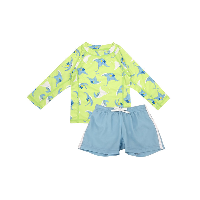 Zoocchini Σετ UV Μαγιώ Σορτς και Μπλούζα Stingray