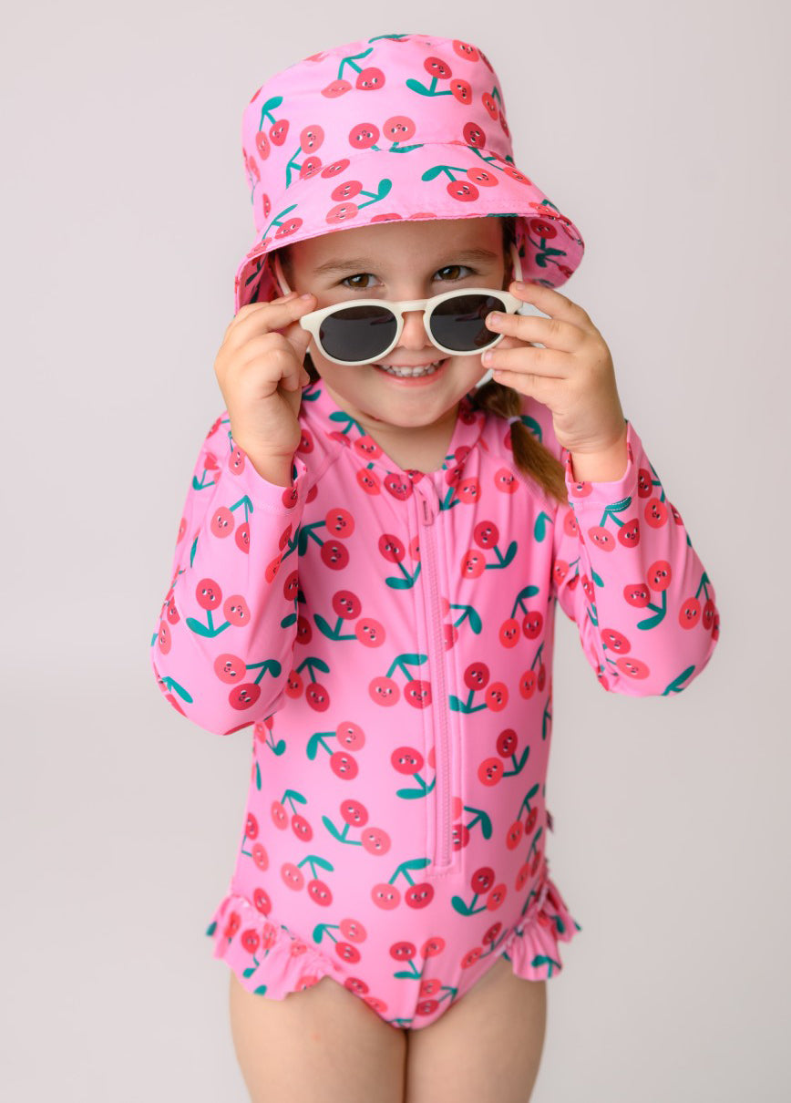 Zoocchini Ολόσωμο Μαγιώ με Μανίκια UV Cherry