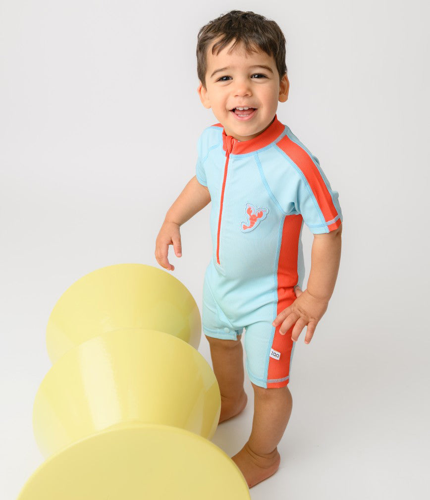 Zoocchini Κοντομάνικο Surf Suit με Στάμπα Lobster/Light Blue