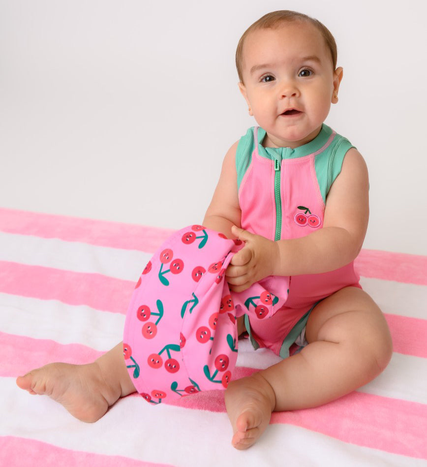 Zoocchini Ολόσωμο Μαγιώ με Στάμπα Cherry/Pink-Green