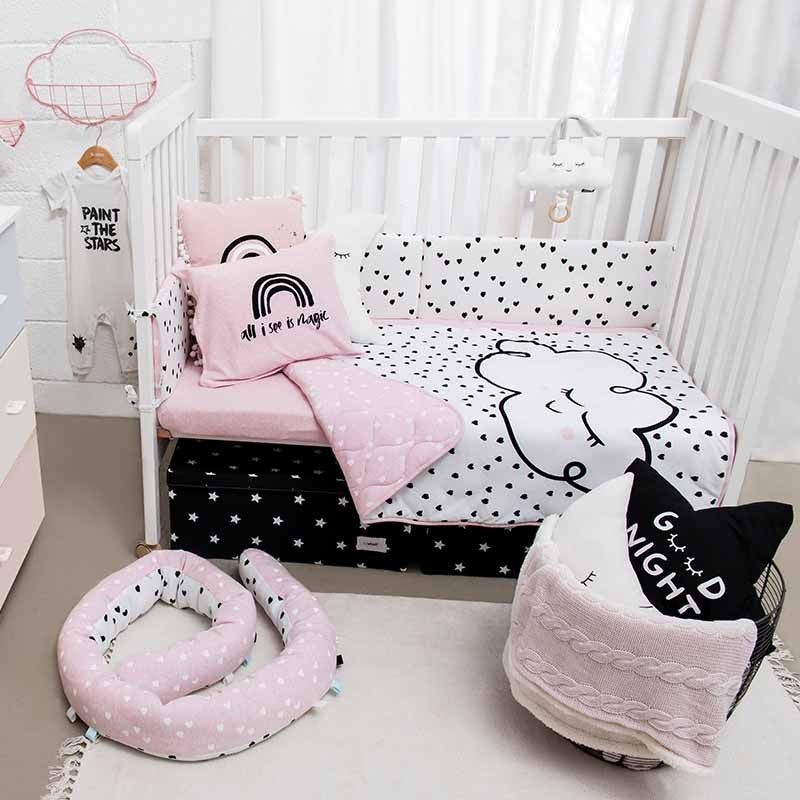 Minene Πολυχρηστικό Μαξιλάρι - Snuggly Snake Cotton Pink Hearts