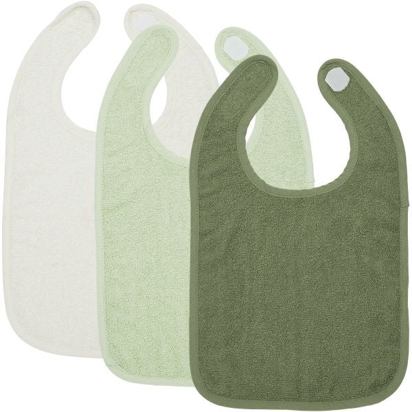 Meyco Σετ 3 Βαμβακερές Σαλιάρες Offwhite/Soft green/Forest