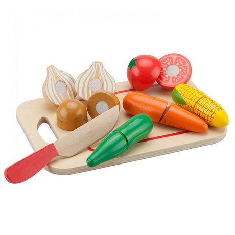 New Classic Toys Ξύλινος δίσκος κοπής με λαχανικά