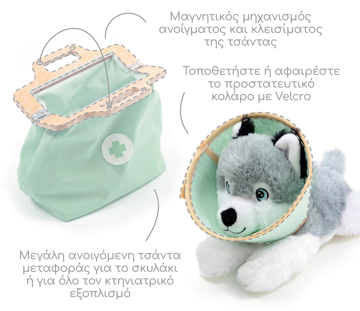 Ξύλινο Σετ Κτηνιάτρου (Πράσινο)