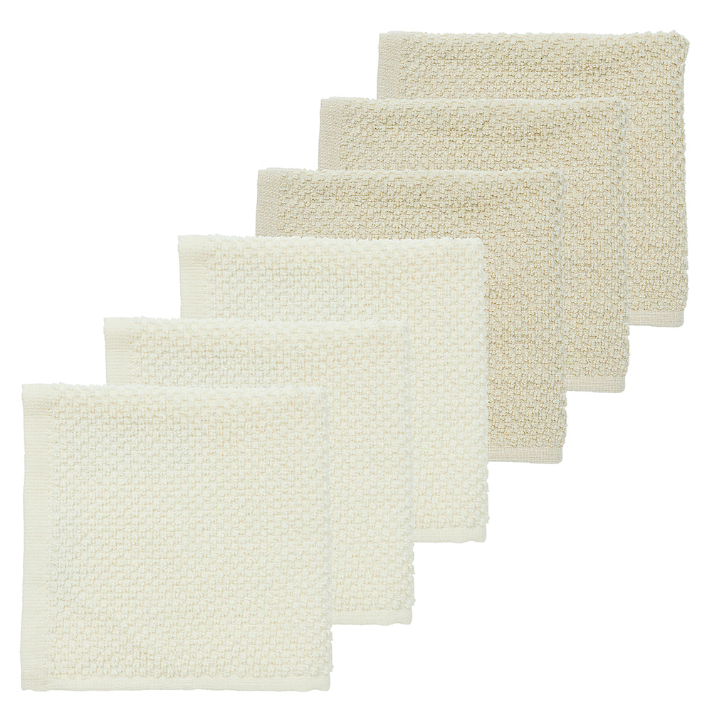 Meyco 6 Λαβέτες Πετσετάκια Popcorn Natural/Soft sand - 30x30cm