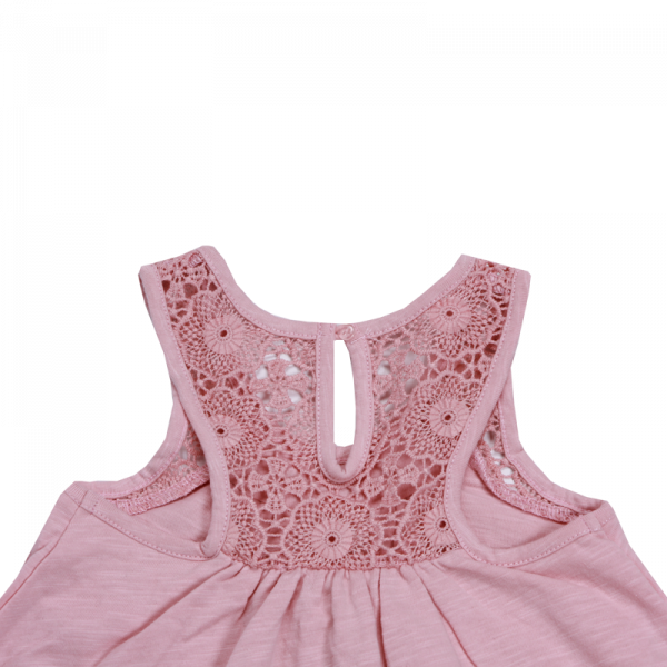 Minene Φόρεμα Ροζ με Δαντέλα
