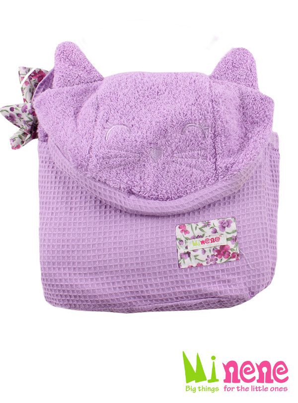 Extra large hooded towel (lilac -cat)