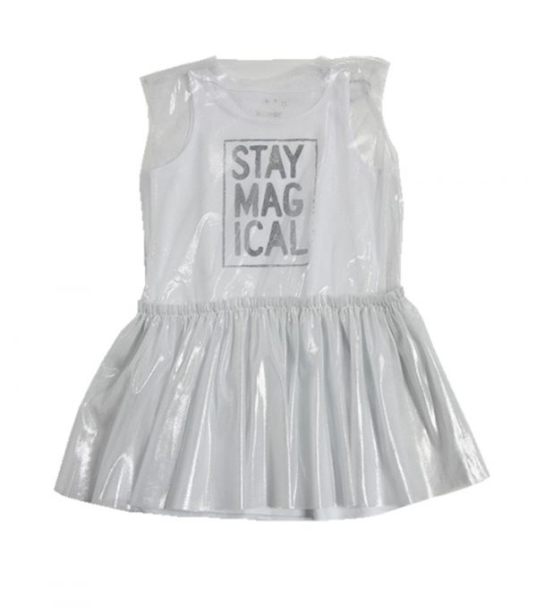 Minene Φόρεμα Διπλό Άσπρο με Shiny Τούλι