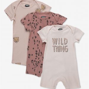 Minene 3-Pack Overalls Short Pink Leopard