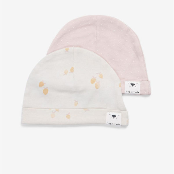 Minene Duo Pack Newborn Hats Pink/Lemon (0-3)