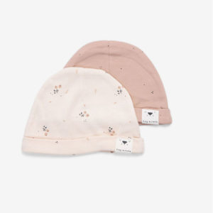 Minene Duo Pack Newborn Hats Printed Olive Pink (0-3).