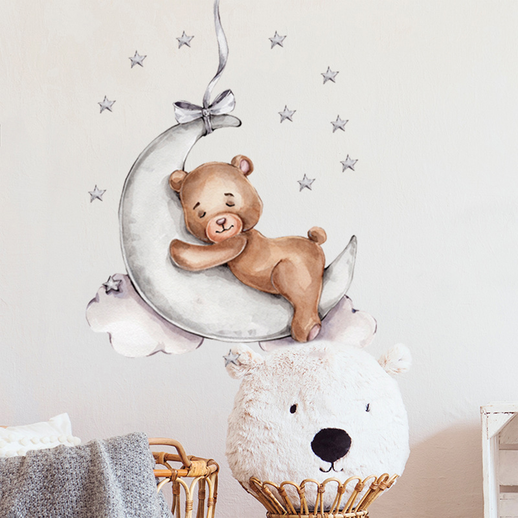 Sipo Wall Sticker Teddy Bear On The Moon