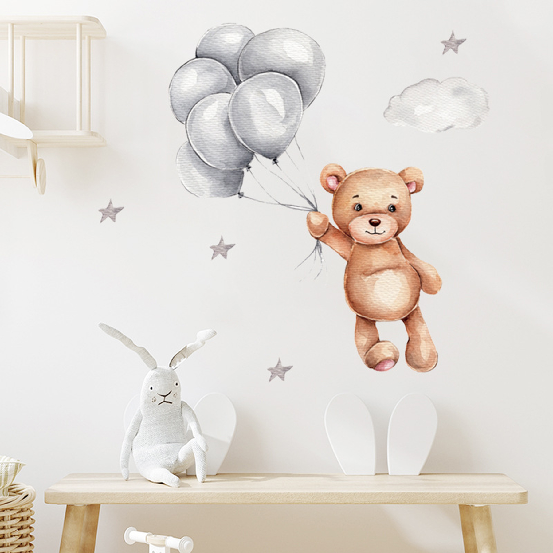 Sipo Wall Sticker Teddy Bear With Balloons